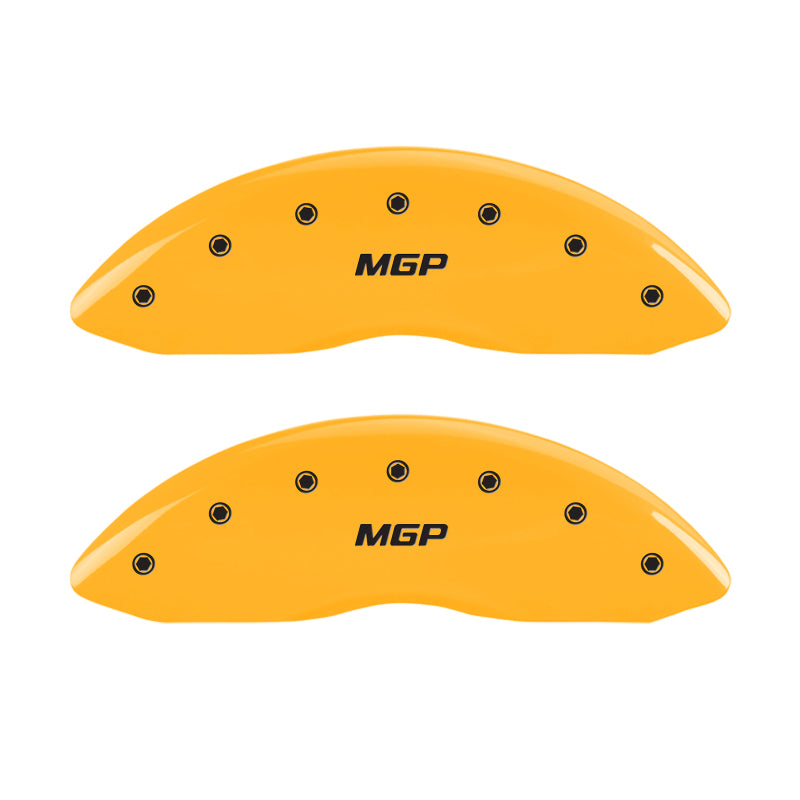 MGP 4 Caliper Covers Engraved Front & Rear MGP Yellow Finish Black Char 2007 Toyota 4Runner