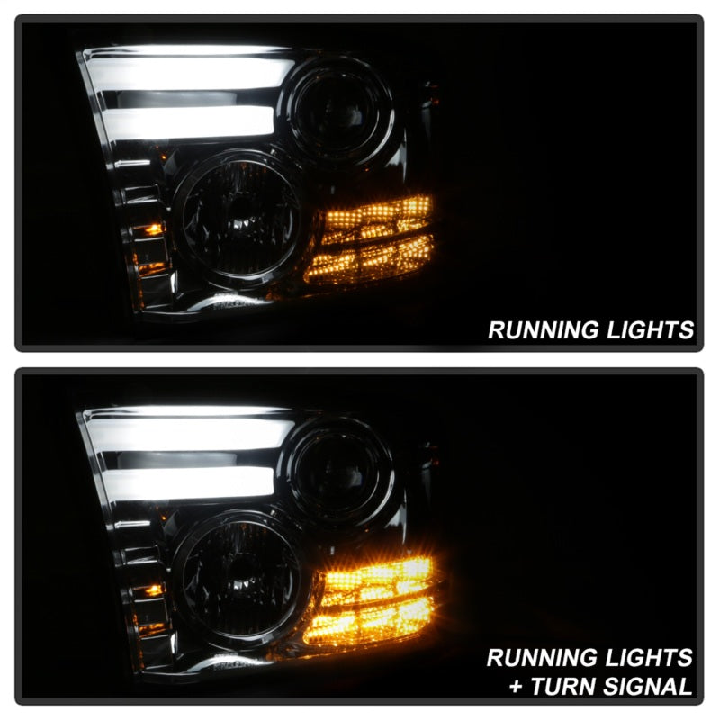 Spyder Dodge Ram 13-15 Projector Headlights Light Bar DRL Smoke PRO-YD-DR13-LBDRL-SM