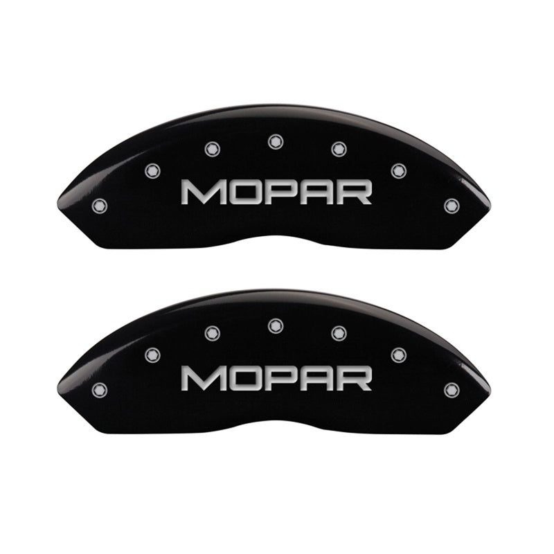 MGP Front set 2 Caliper Covers Engraved Front MOPAR Black finish silver ch