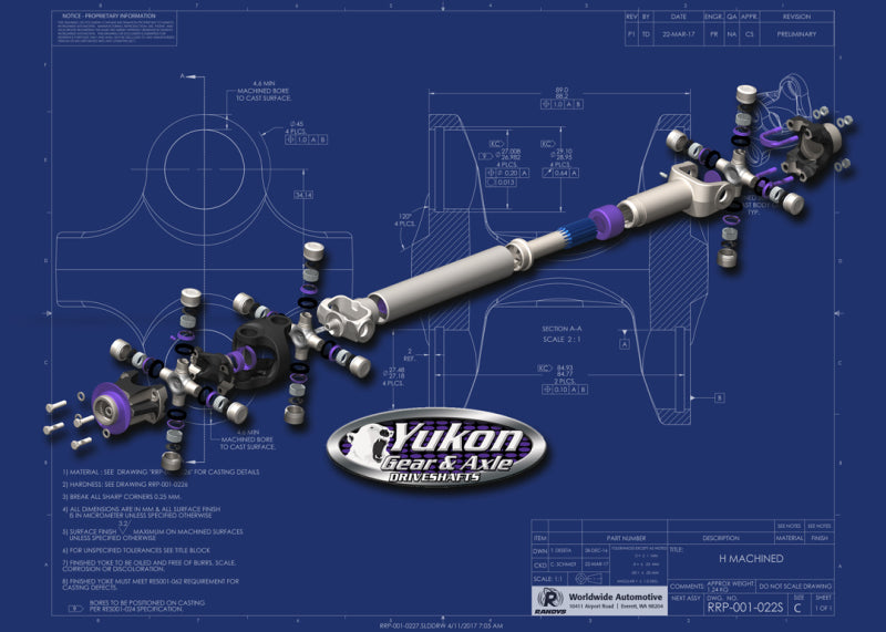 Yukon Gear Heavy Duty Driveshaft for 07-11 Jeep JK Front A/T Only-Yukon Gear & Axle-797 Offroad