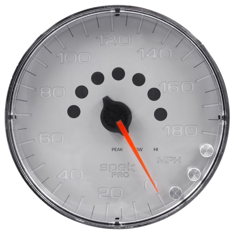 Autometer Spek-Pro Gauge Speedometer 5in 180 Mph Elec. Programmable Silver/Chrome