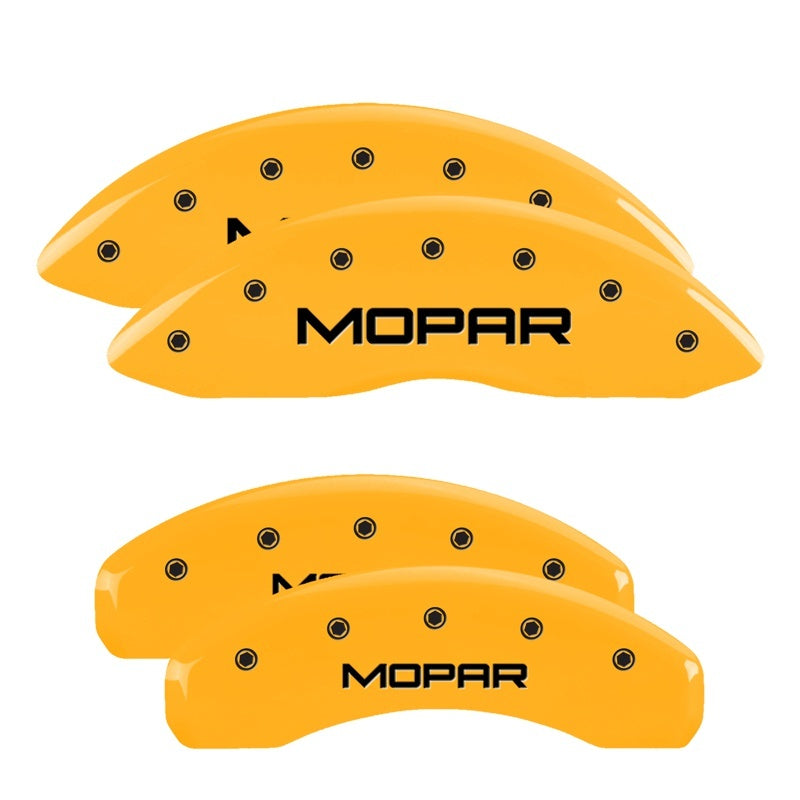 MGP 4 Caliper Covers Engraved Front & Rear MOPAR Yellow finish black ch