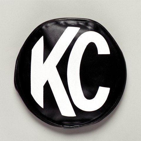 KC Hilites 5 In Light Cover - Round - Soft Vinyl - Pair - Black / White KC Logo