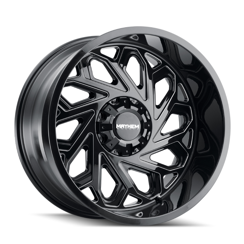 Mayhem 8112 Essex 20x9 / 5x127 BP / 0mm Offset / 87.1mm Hub Black w/ Milled Spokes Wheel