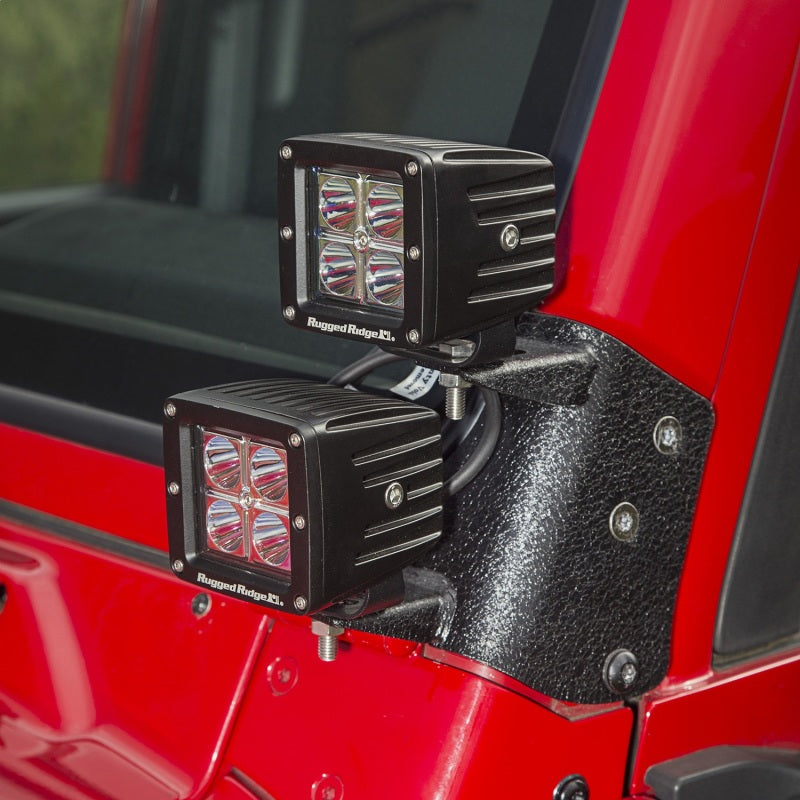 Rugged Ridge 97-06 Jeep Wrangler TJ/LJ 3in Square Dual A-Pillar LED Kit-Rugged Ridge-797 Offroad