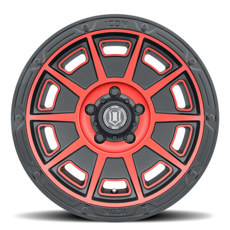 ICON Victory17x8.5 6x5.5 0mm Offset 4.75in BS Satin Black w/Red Tint Wheel