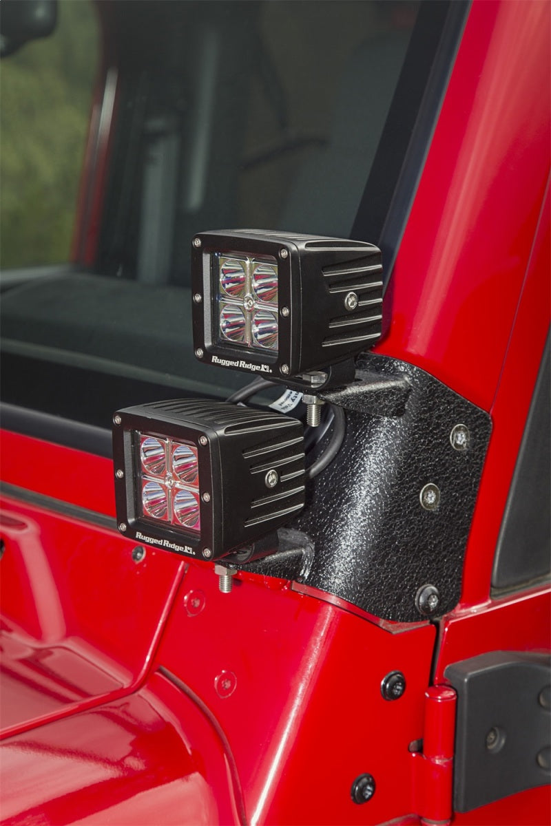 Rugged Ridge 97-06 Jeep Wrangler TJ Textured Black Dual A-Pillar Light Mount-Rugged Ridge-797 Offroad