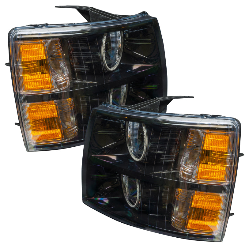 Oracle Lighting 07-13 Chevrolet Silverado Assembled Halo Headlights Round Style - Blk Housing -Green