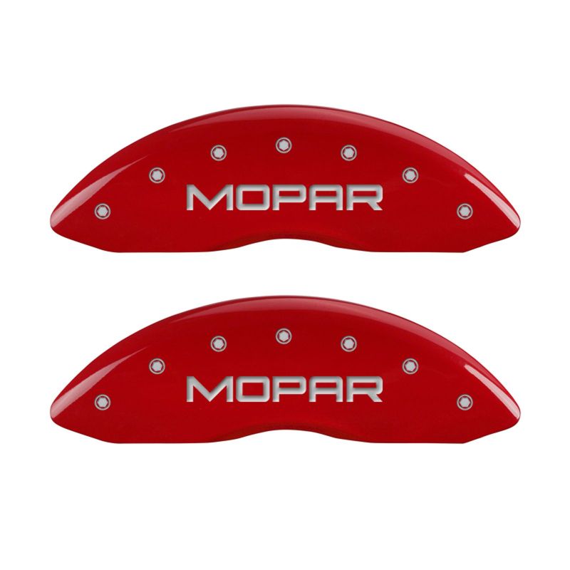 MGP Front set 2 Caliper Covers Engraved Front MOPAR Red finish silver ch