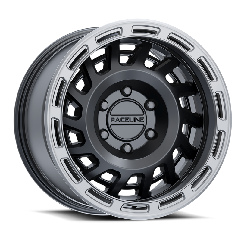 Raceline 957BS Halo 17x9in / 8x170 BP / -12mm Offset / 130.81mm Bore - Black & Silver Lip Wheel