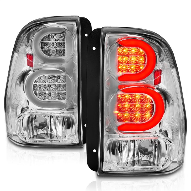 ANZO 2002-2009 Chevrolet Trailblazer LED Tail Lights w/ Light Bar Chrome Housing Clear Lens