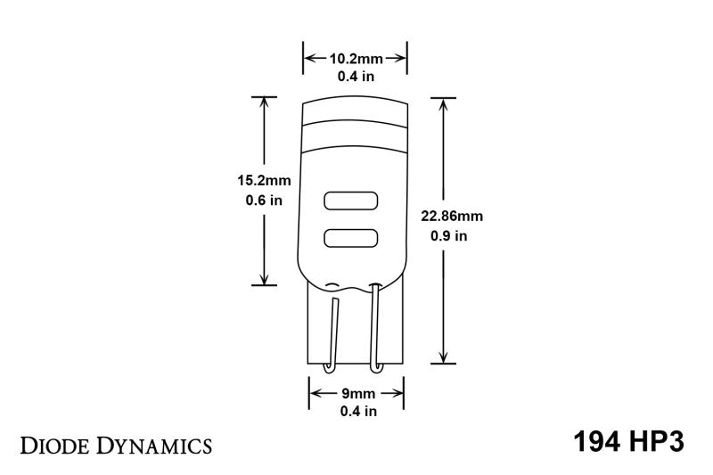 Diode Dynamics 194 LED Bulb HP3 LED Natural - White Short (Pair)