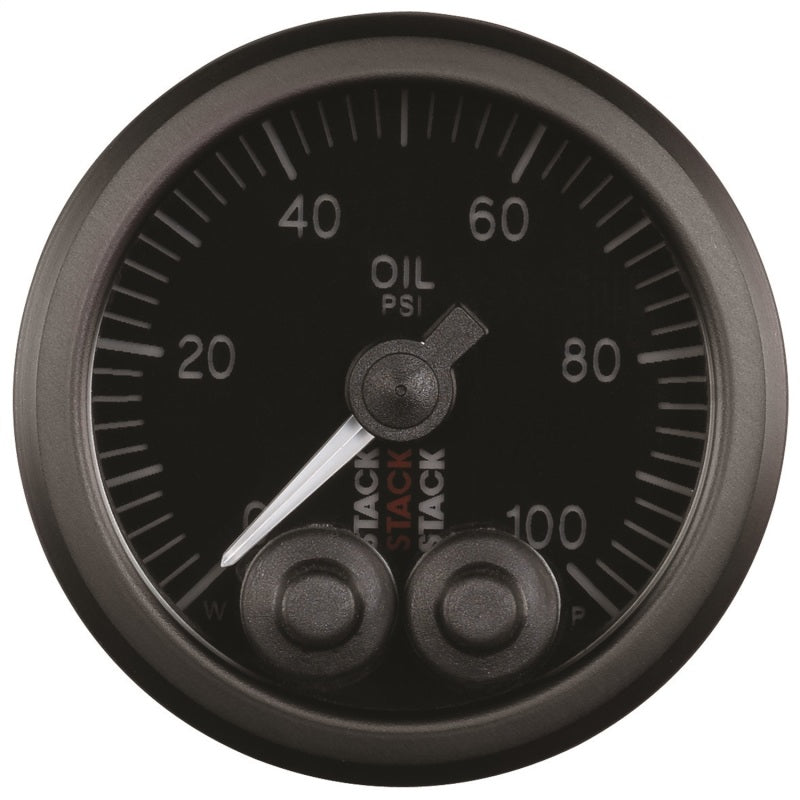 Autometer Stack Instruments Pro Control 52mm 0-100 PSI Oil Pressure Gauge - Black (1/8in NPTF Male)