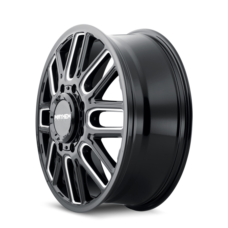 Mayhem 8107D Cogent Dually 22x8.25/8x165.1 BP/115mm Offset/121.3mm Hub Black w/ Milled Spokes Wheel