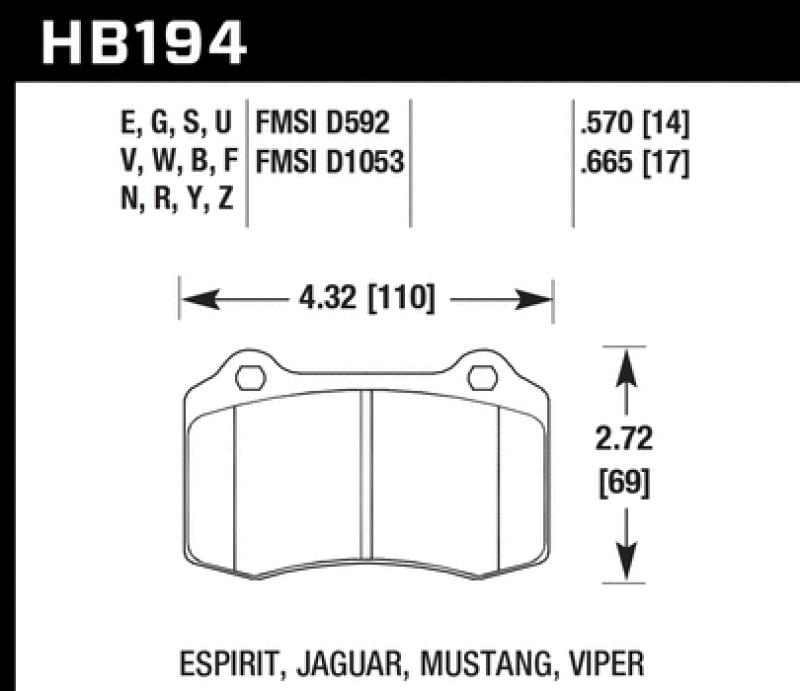 Hawk Mustang/Camaro/Lotus Brembo Calipers ER-1 Endurance Racing Brake Pads-Hawk Performance-797 Offroad