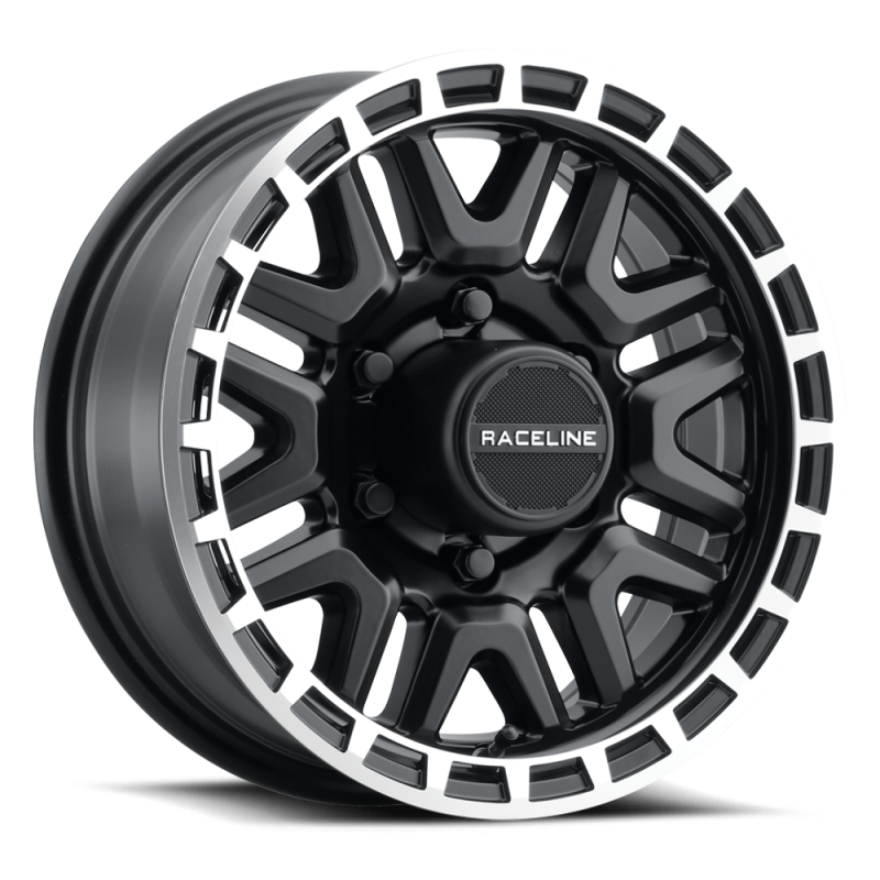 Raceline 953BM Krank 15x5in / 5x114.3 BP / 0mm Offset / 3.19mm Bore - Black & Machined Wheel