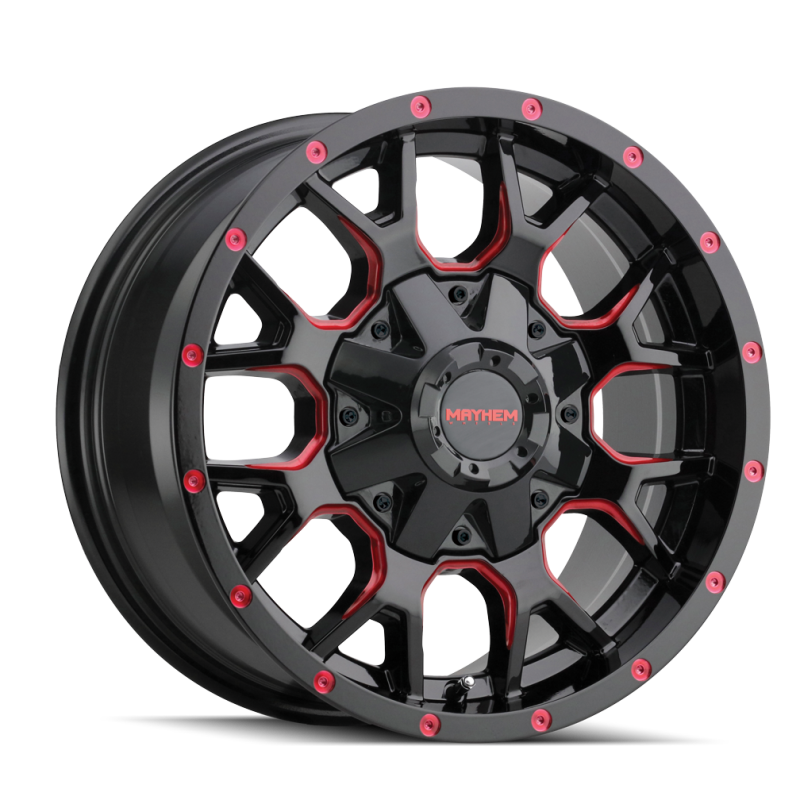 Mayhem 8015 Warrior 20x10 / 6x135 BP / -25mm Offset / 106mm Hub Black w/ Prism Red Wheel