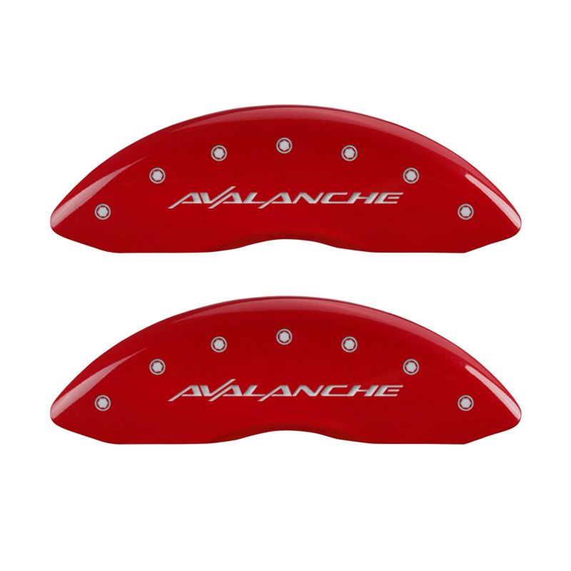 MGP 4 Caliper Covers Engraved Front & Rear Avalanche Red finish silver ch