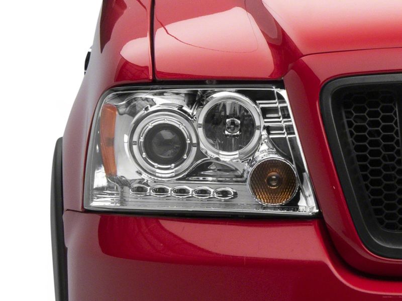 Raxiom 04-08 Ford F-150 Dual LED Halo Projector Headlights- Chrome Housing (Clear Lens)