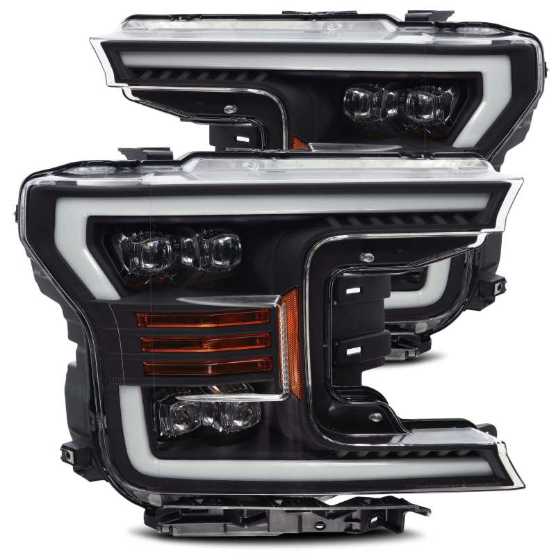 AlphaRex 18-19 Ford F-150 NOVA LED Proj Headlights Plank Style Matte Black w/Activ Light/Seq Signal