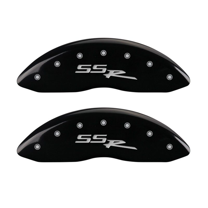 MGP 4 Caliper Covers Engraved Front & Rear SSR Black finish silver ch