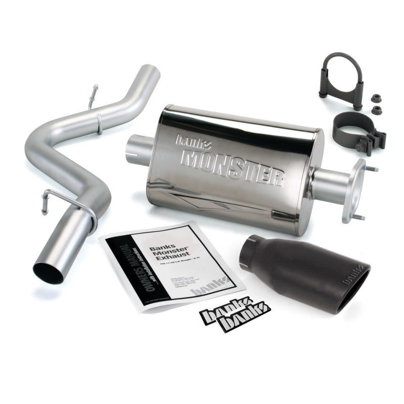 Banks Power 04-06 Jeep 4.0L Wrangler Unlimited Monster Exhaust Sys - SS Single Exhaust w/ Black Tip-Banks Power-797 Offroad