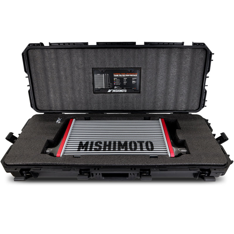 Mishimoto Universal Carbon Fiber Intercooler - Gloss Tanks - 525mm Silver Core - C-Flow - P V-Band