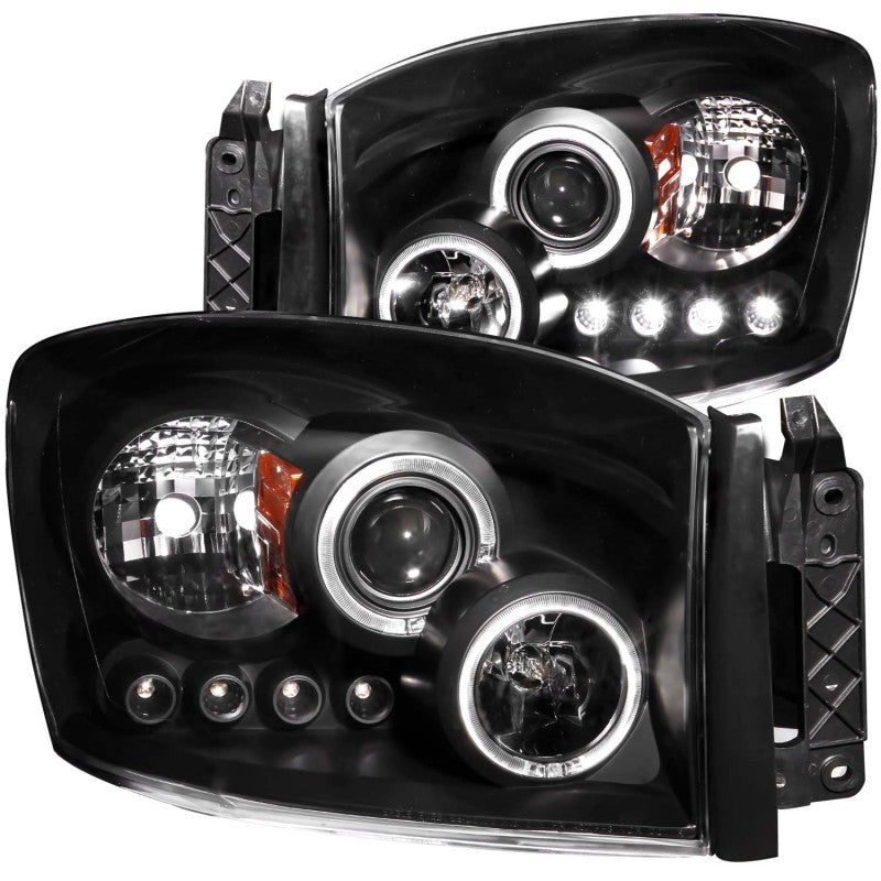 ANZO 2006-2008 Dodge Ram 1500 Projector Headlights w/ Halo Black