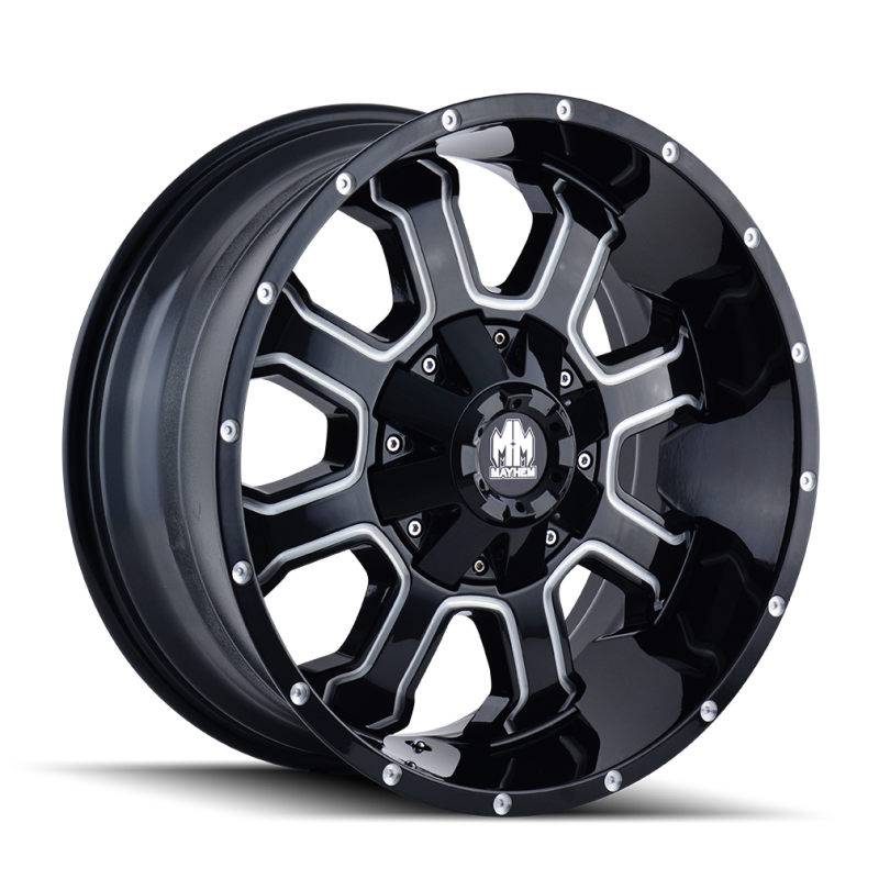 Mayhem 8103 Fierce 17x9 / 5x114.3 BP / 18mm Offset / 87mm Hub Black w/ Milled Spokes Wheel