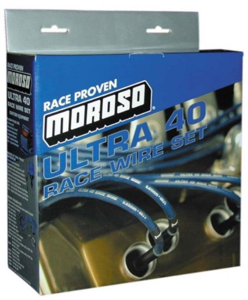 Moroso Chevrolet Small Block Ignition Wire Set - Ultra 40 - Sleeved - HEI - 90 Degree - Blue