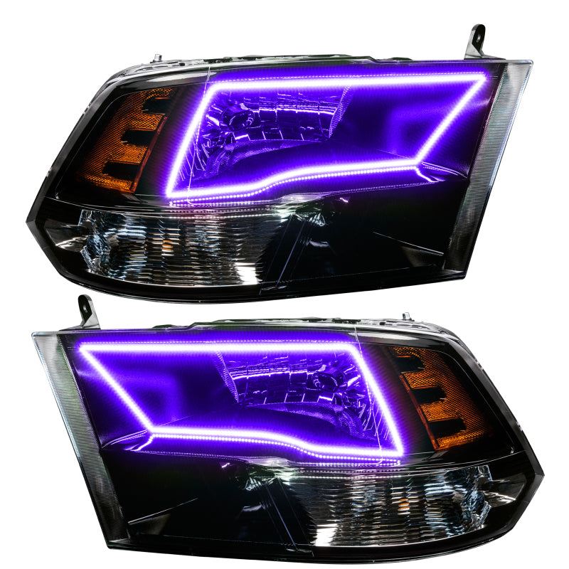 Oracle 09-17 RAM 1500 TRX Quad Pre-Assembled Headlights Black Housing - ColorSHIFT w/ BC1 Controller