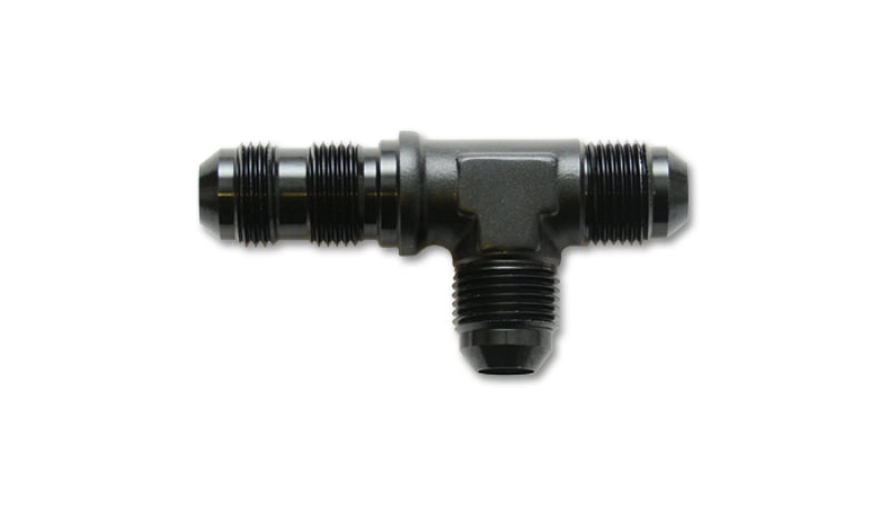 Vibrant -10AN Bulkhead Adapter Tee on Run Fittings - Anodized Black Only