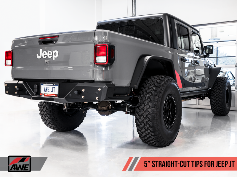 AWE Tuning 20-21 Jeep Gladiator JT 3.6L Tread Edition Cat-Back Dual Exhaust - Diamond Black Tip-AWE Tuning-797 Offroad