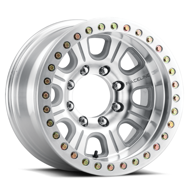 Raceline RT233 Monster 17x9.5in / 5x127 BP / -19mm Offset / 83.82mm Bore - Machined Beadlock Wheel