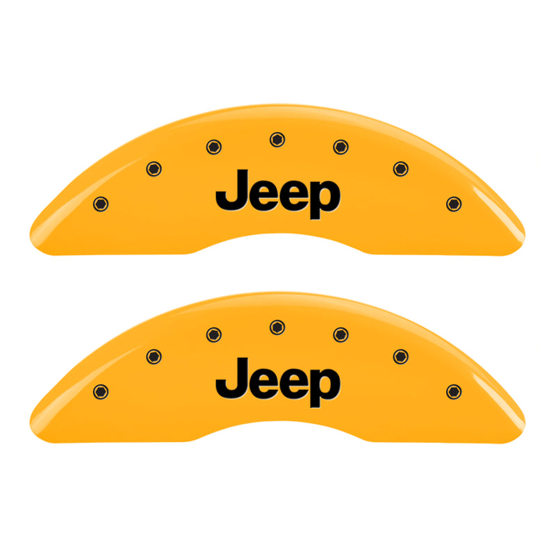 MGP 4 Caliper Covers Engraved Front & Rear JEEP Yellow finish black ch