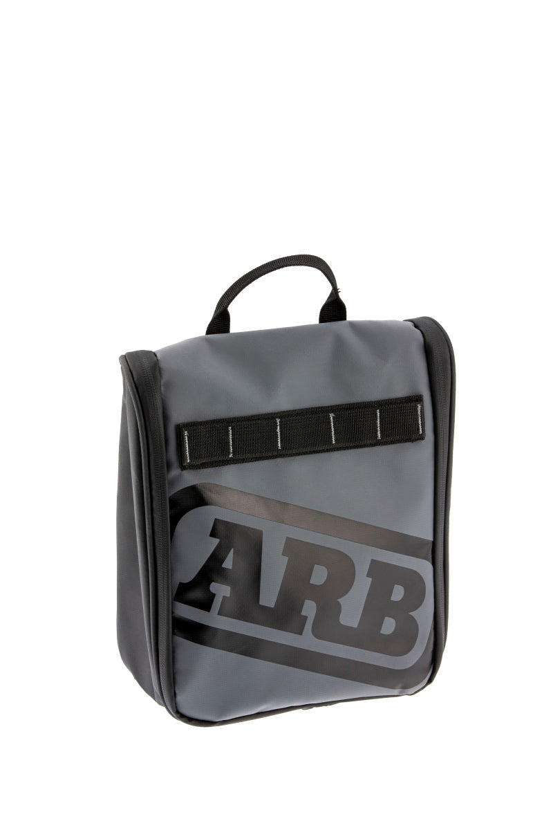 ARB Toiletries Bag Charcoal Finish w/ Red Highlights PVC Outer Shell Mesh Pockets Mirror