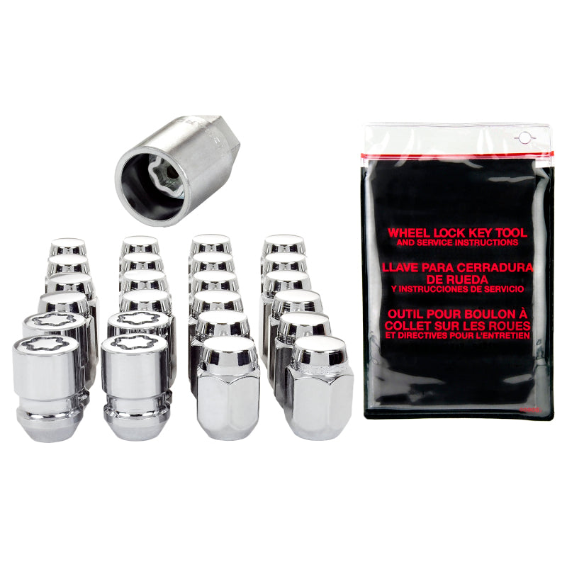 McGard 6 Lug Hex Install Kit w/Locks (Cone Seat Nut) M12X1.25 / 13/16 Hex / 1.28in. L - Chrome