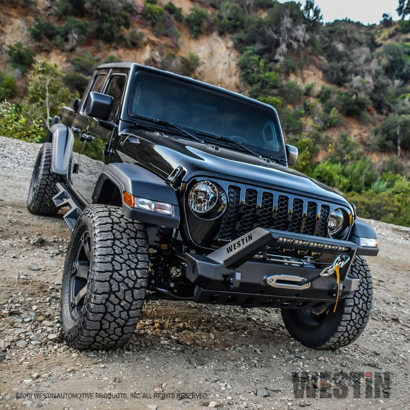 Westin 18-19 Jeep Wrangler JL Stubby Front Bumper - Textured Black