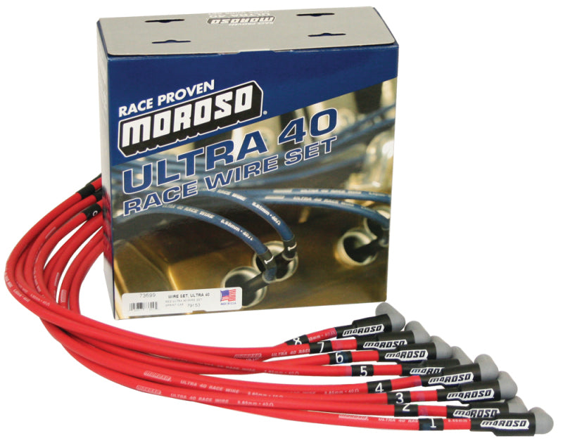 Moroso Chevrolet Small Block (Sprint Car) Ignition Wire Set - Ultra 40 - Unsleeved - HEI - Red