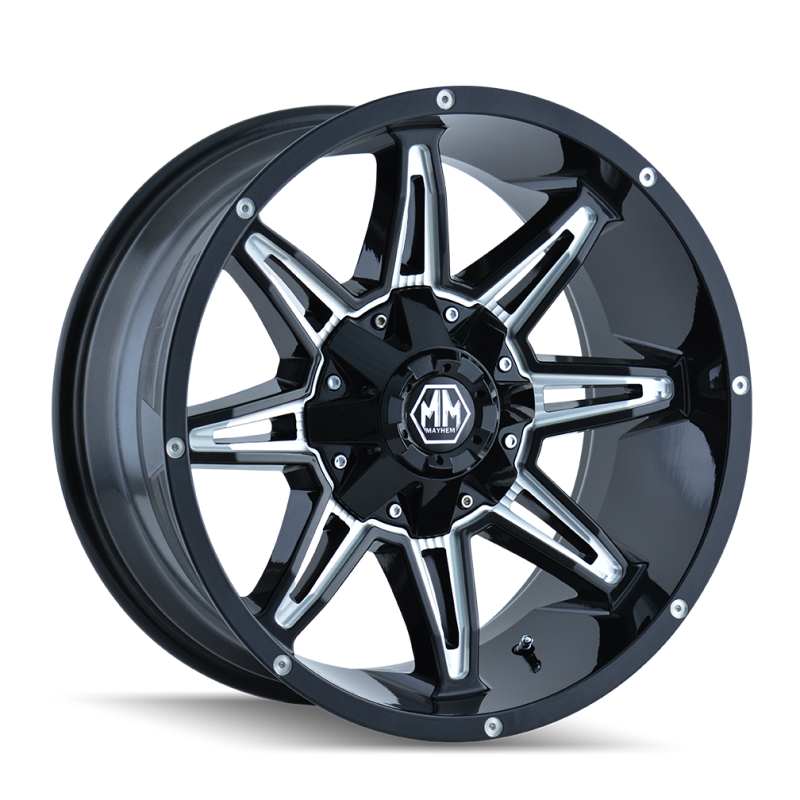 Mayhem 8090 Rampage 18x9 / 8x165.1 BP / 18mm Offset / 130.8mm Hub Black w/ Milled Spokes Wheel