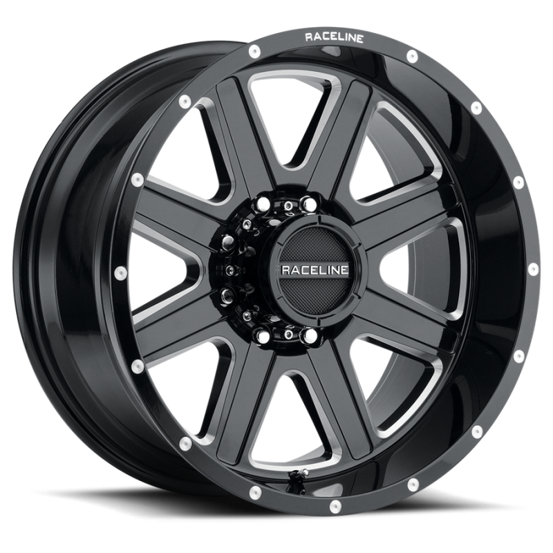 Raceline 940M Hostage 20x9in / 6x135 BP / 12mm Offset / 87.1mm Bore - Black & Milled Wheel