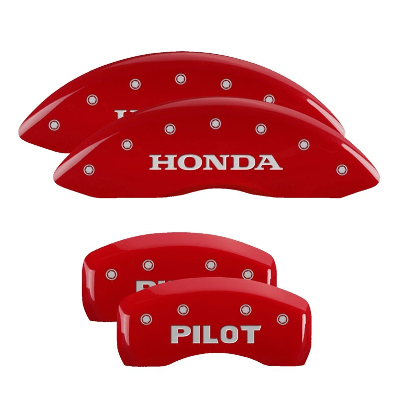 MGP 4 Caliper Covers Engraved Front Honda Engraved Rear Pilot/2015 Red finish silver ch