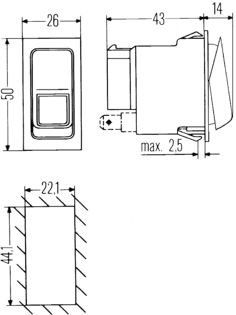 Hella Switch On/Off Hazard Warning 10A