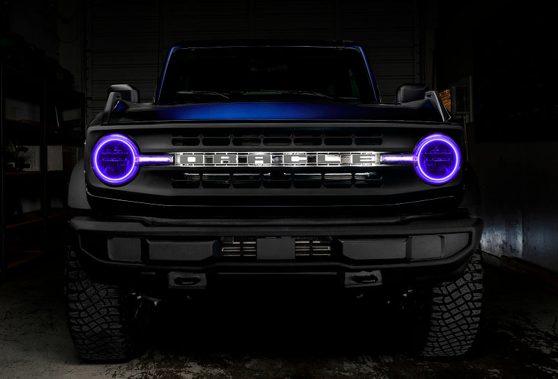 Oracle 21-22 Ford Bronco Headlight Halo Kit w/DRL Bar - Base Headlights ColorSHIFT -w/Simple Control