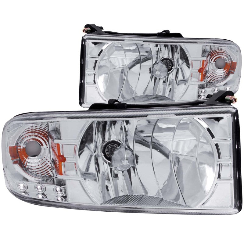 ANZO 1994-2001 Dodge Ram Crystal Headlights Chrome w/ LED