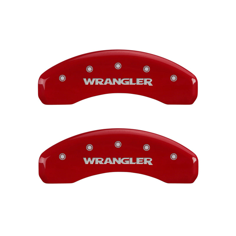 MGP 4 Caliper Covers Engraved Front & Rear WRANGLER Red finish silver ch