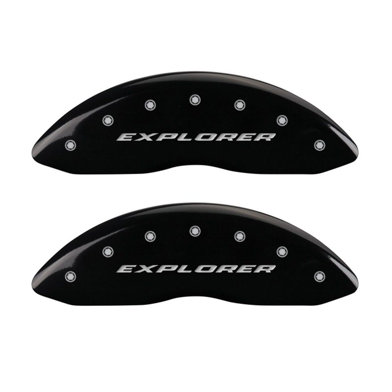 MGP 4 Caliper Covers Engraved Front & Rear Explorer Black finish silver ch