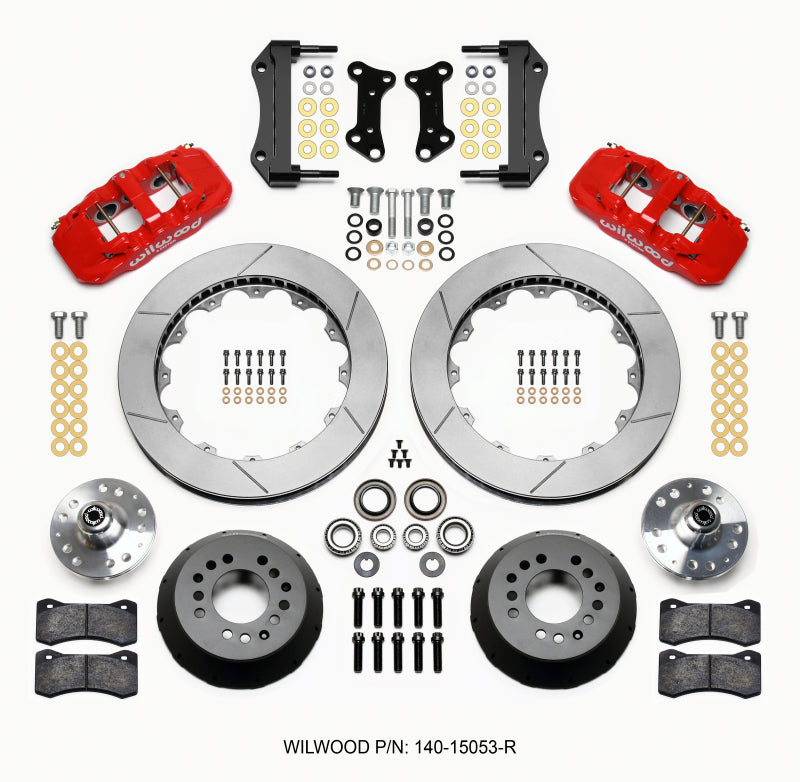 Wilwood AERO6 Front Hub Kit 15.00 Red 67-69 Camaro 64-72 Nova Chevelle