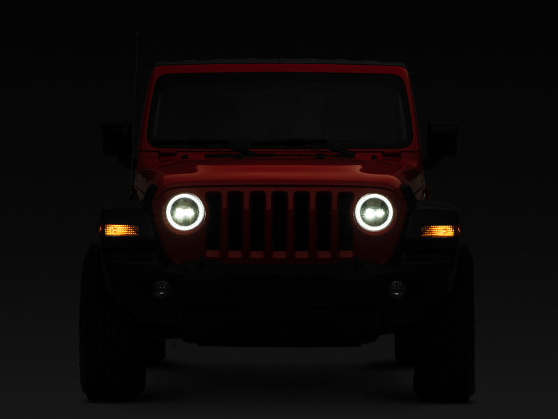 Raxiom 18-22 Jeep Wrangler JL/JT Axial Series LED Headlights- Black Housing (Clear Lens)