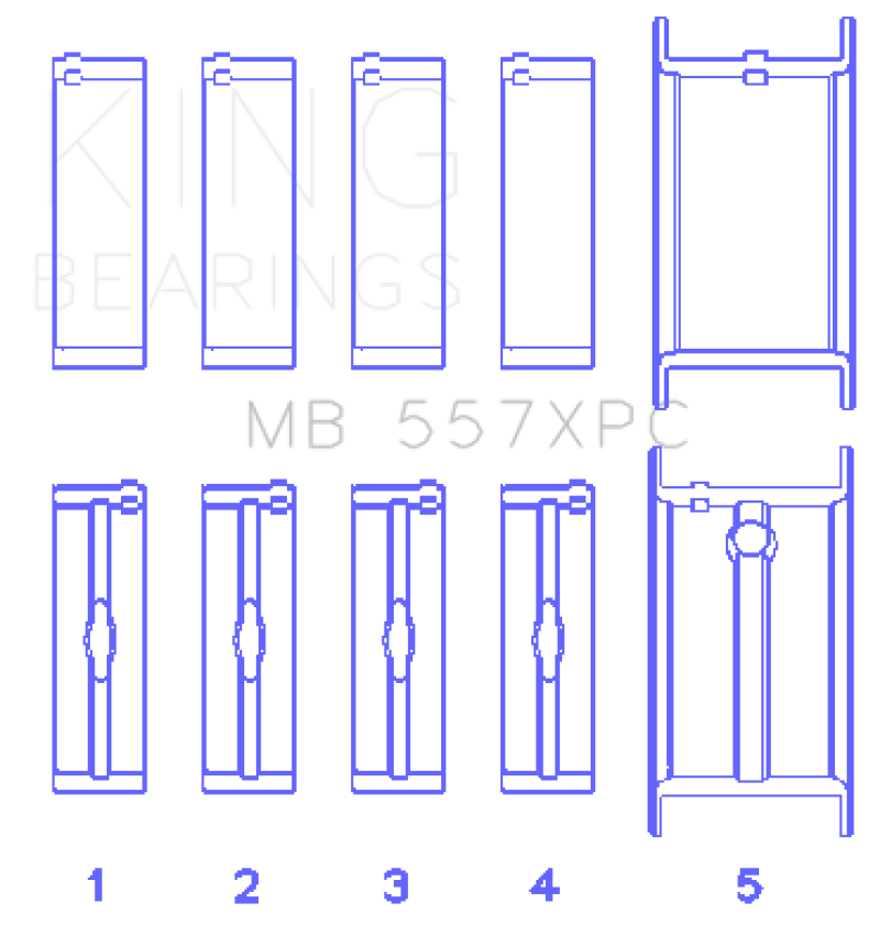 King GM 262/267/302/307/327/350 (Size .020) Coated Performance Main Bearing Set